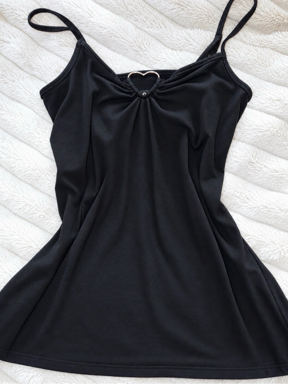 torrid Black Spaghetti Strap Mini Dress with Heart Accent